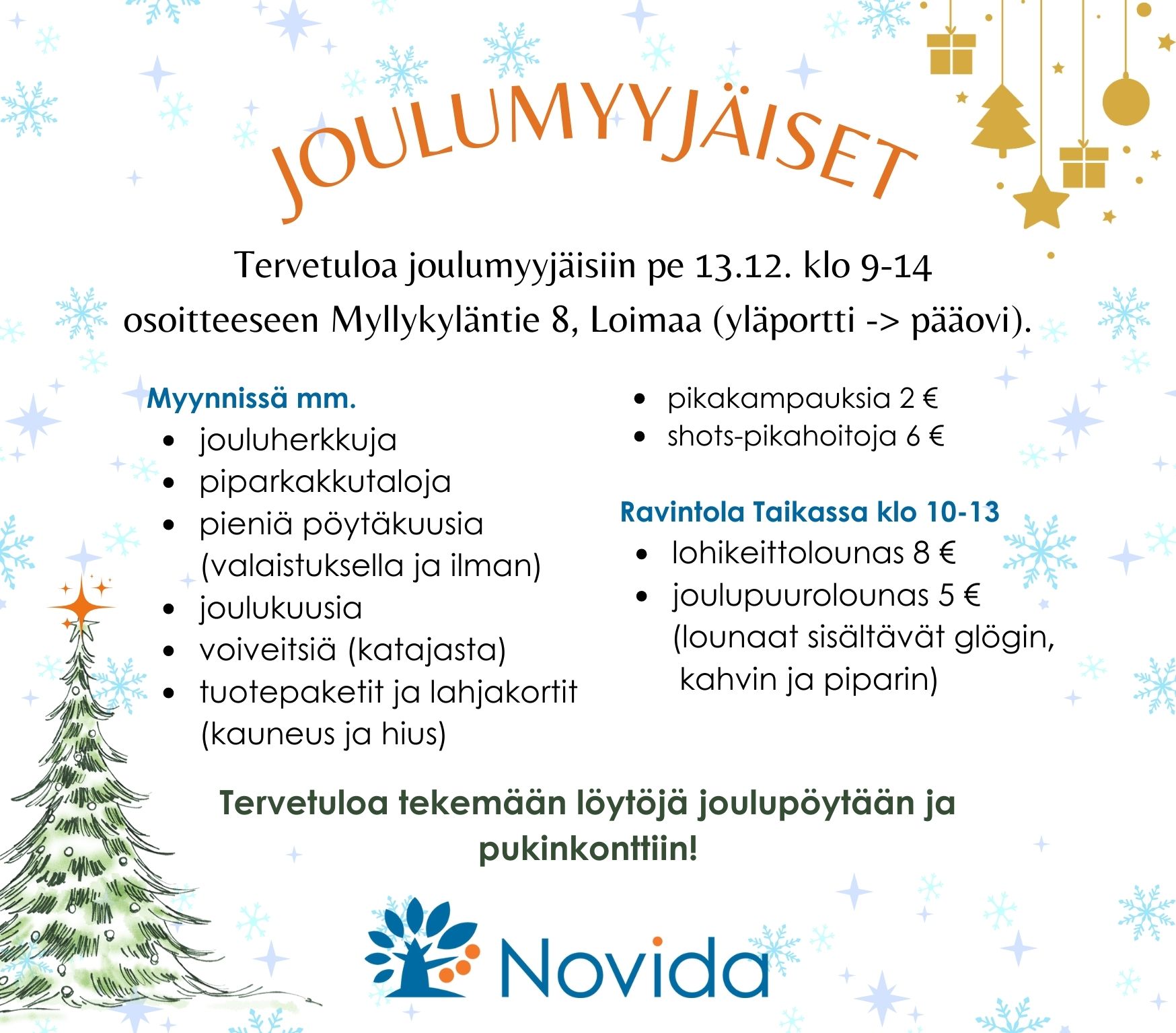 Joulumyyjäisten mainoskuva.